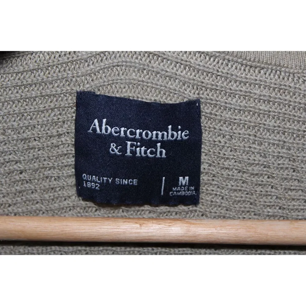 Womens Abercrombie & Fitch Green Ribbed Knit Crew Neck T-Shirt Top Size Medium M